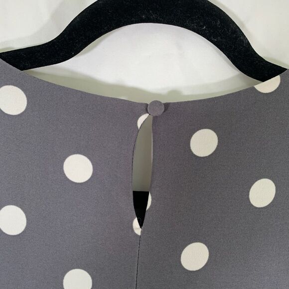 Lauren Ralph Lauren Midi Dress Women's 8 Grey Polka Dot Sleeveless Round Neck - Picture 9 of 9